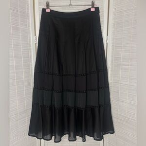 Halston Heritage Tiered Midi Skirt Black